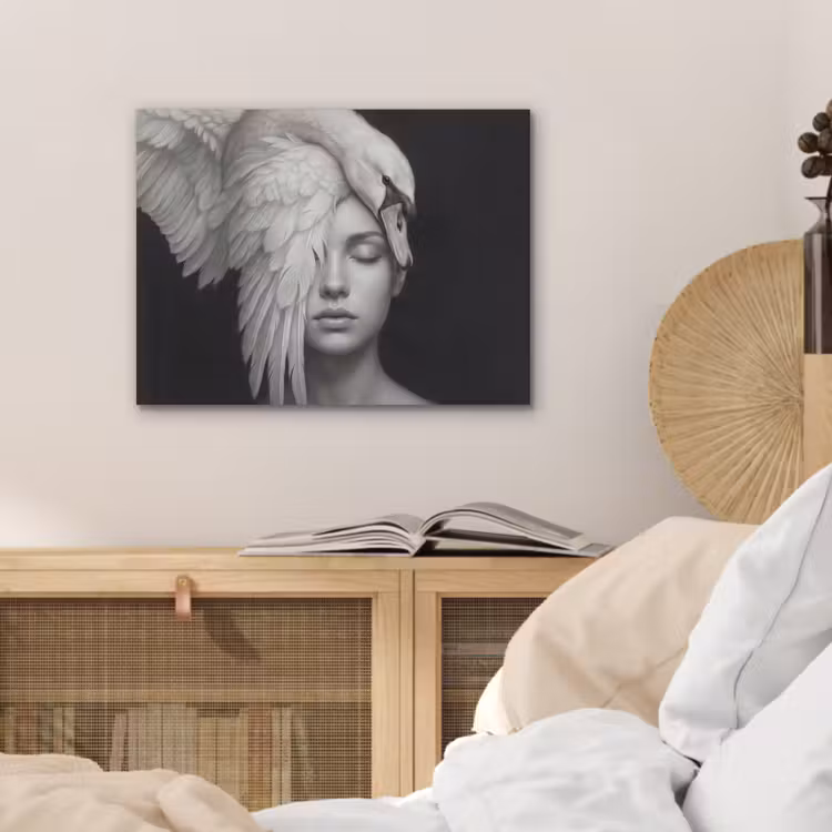 Portret - Zwaan - Zwart - Wit PET vilt klein -sfeer3