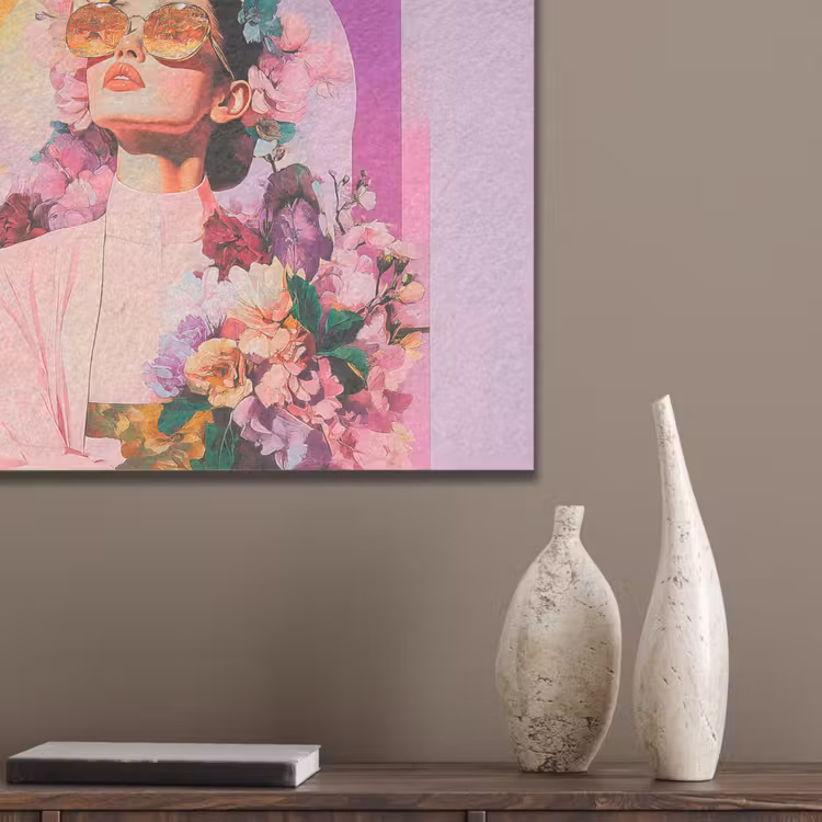 Portret - Vrouw - Abstract - Bloemen PET vilt klein -sfeer6_closeup