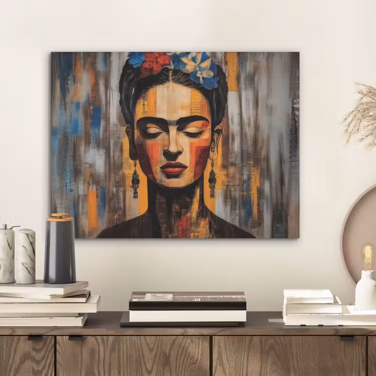 Portret - Vrouw - Bloemen PET vilt klein -sfeer1