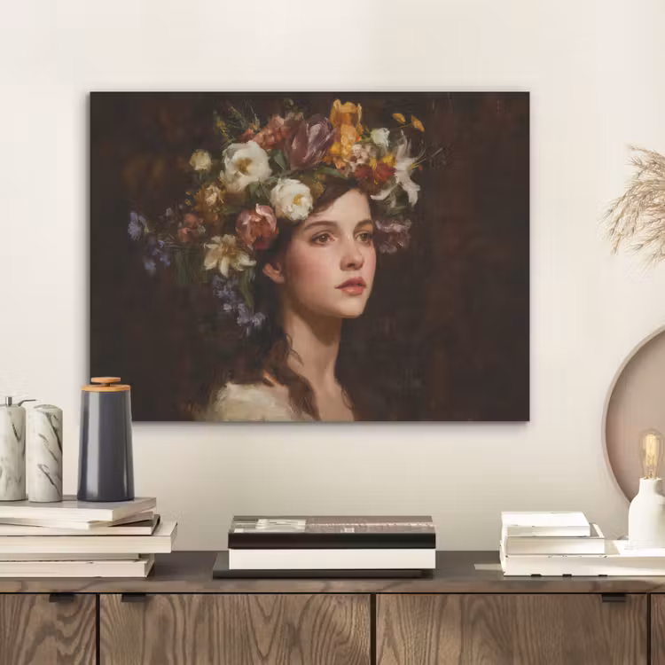 Portret - Vrouw - Bloemen PET vilt klein -sfeer1