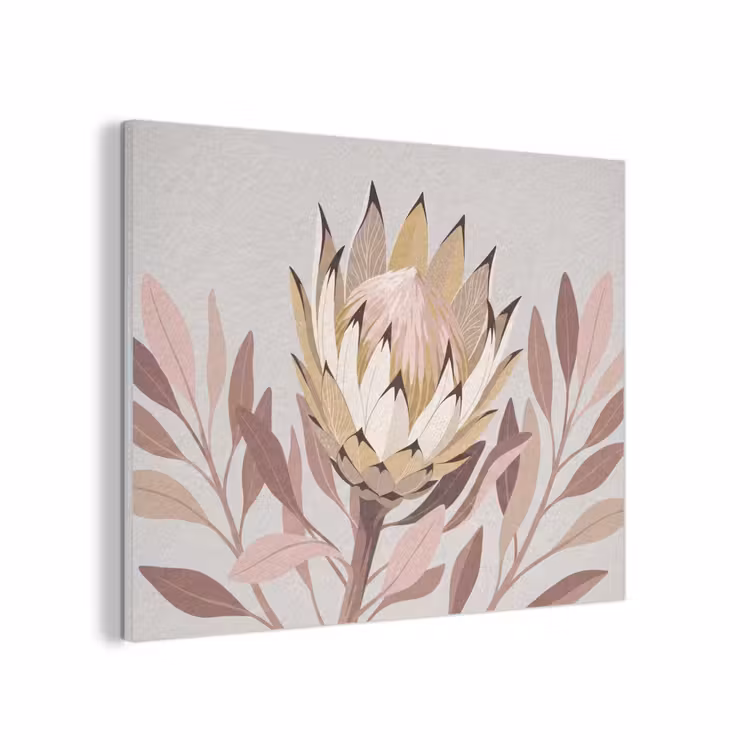 Protea - Bloem - Botanisch - Beige PET vilt klein -3d