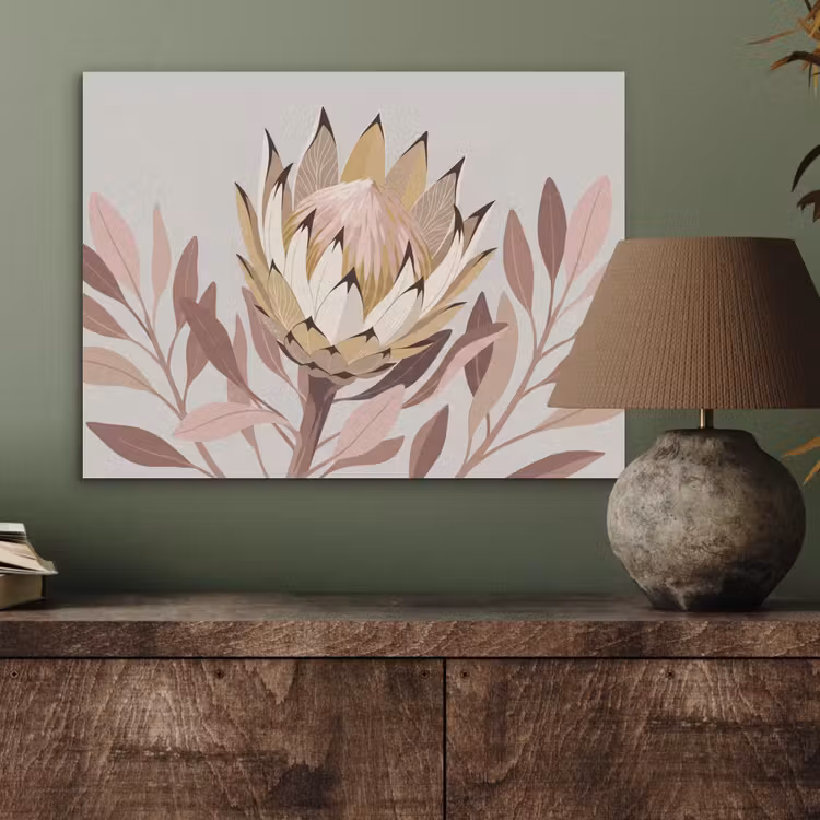 Protea - Bloem - Botanisch - Beige PET vilt klein -sfeer2