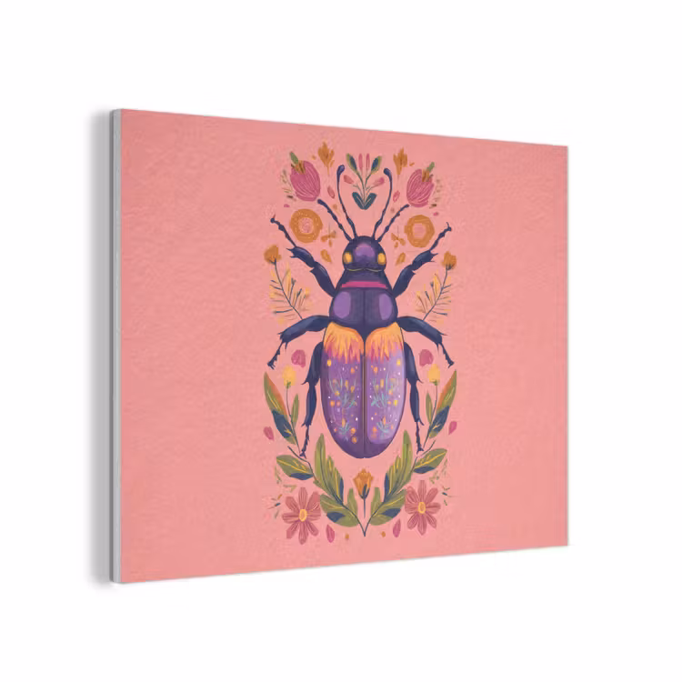 Paars - Kever - Stipjes - Bloemen PET vilt klein -3d