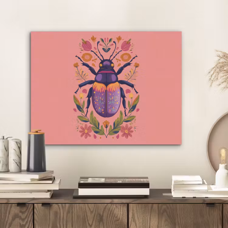 Paars - Kever - Stipjes - Bloemen PET vilt klein -sfeer1
