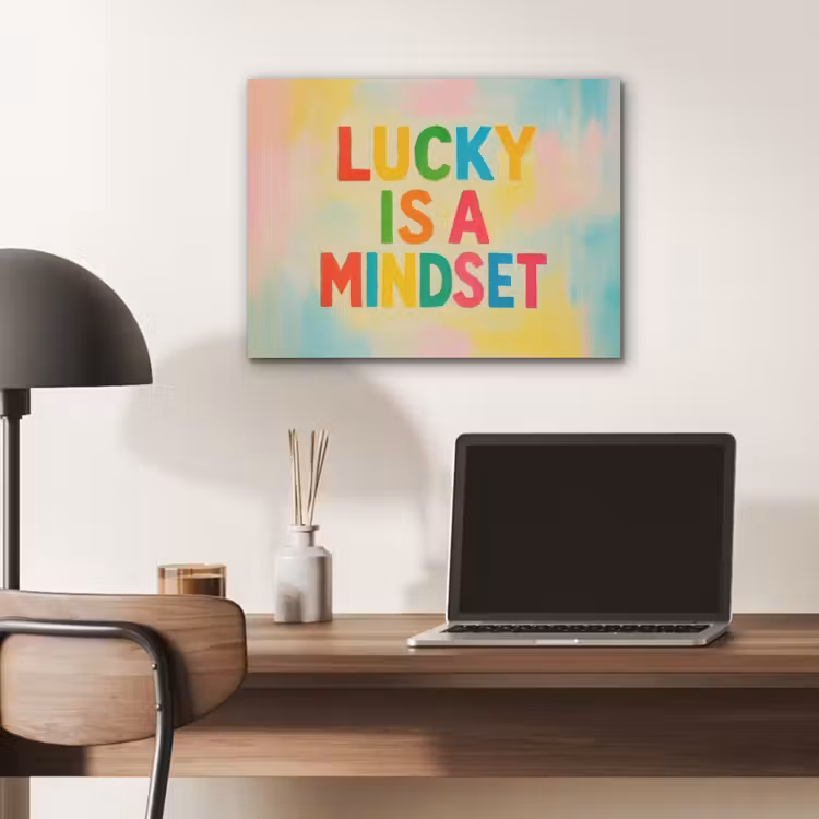 Quote - Lucky - Regenboogkleuren PET vilt klein -sfeer5