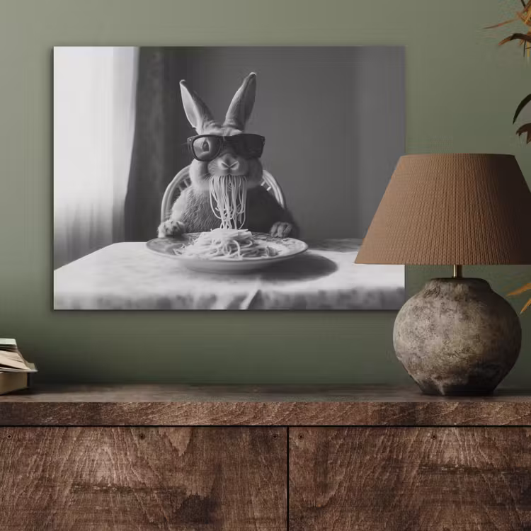 Konijn - Bunny - Zonnebril - Tafelkleed - Pasta - Schattig PET vilt klein -sfeer2