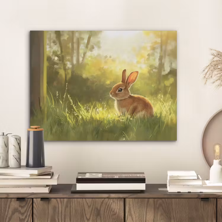 Konijn - Zonlicht - Bos PET vilt klein -sfeer1
