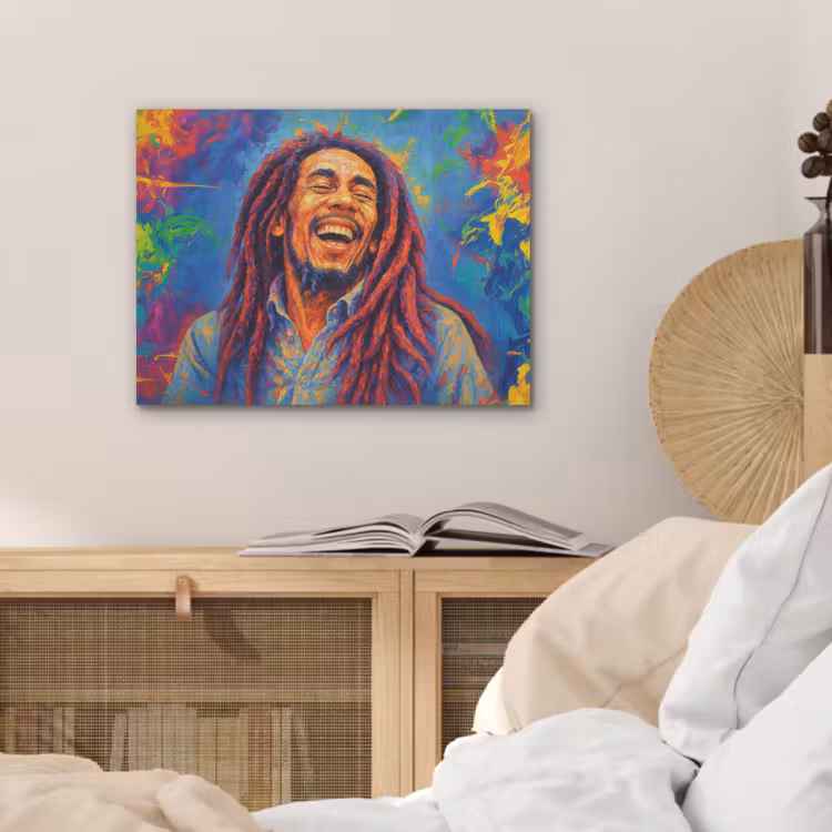 Regenboogkleuren - Man - schilderij PET vilt klein -sfeer3