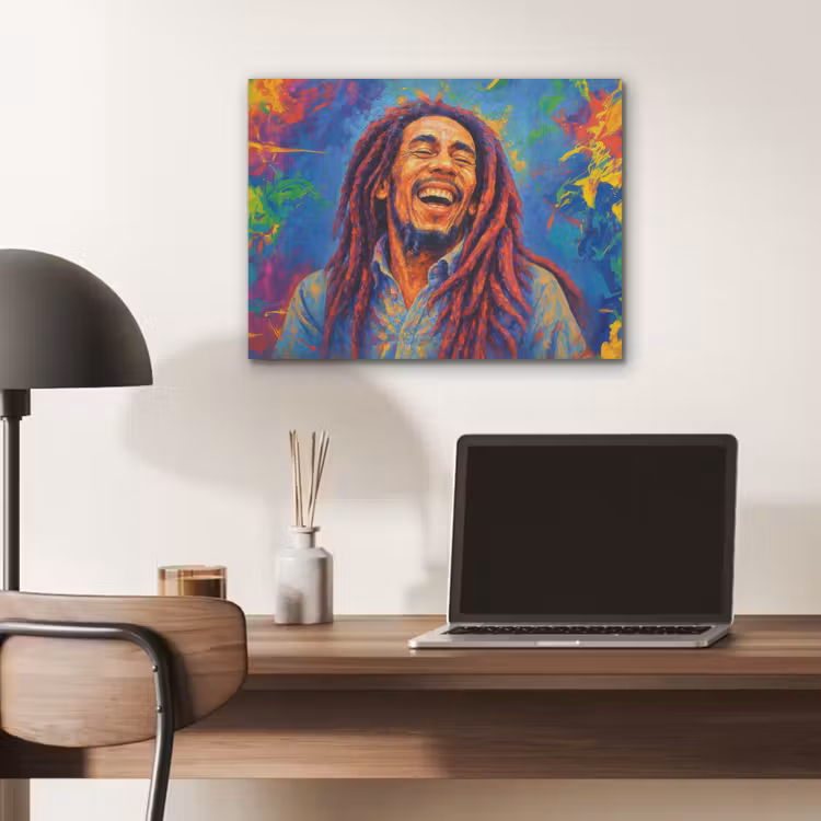 Regenboogkleuren - Man - schilderij PET vilt klein -sfeer5