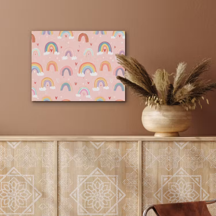 Regenboog - Patroon - Pastel - Handgetekend PET vilt klein -sfeer4