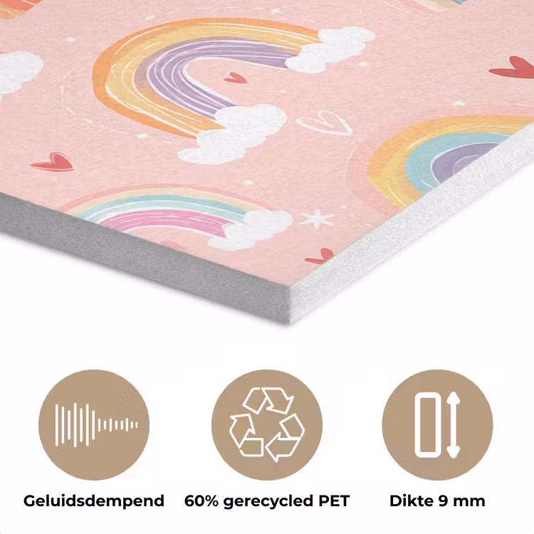 Regenboog - Patroon - Pastel - Handgetekend PET vilt klein -closeup_NL