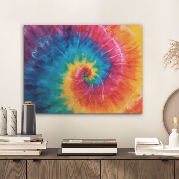 Regenboog - Tie dye - Kleurrijk - Blauw PET vilt klein -sfeer1