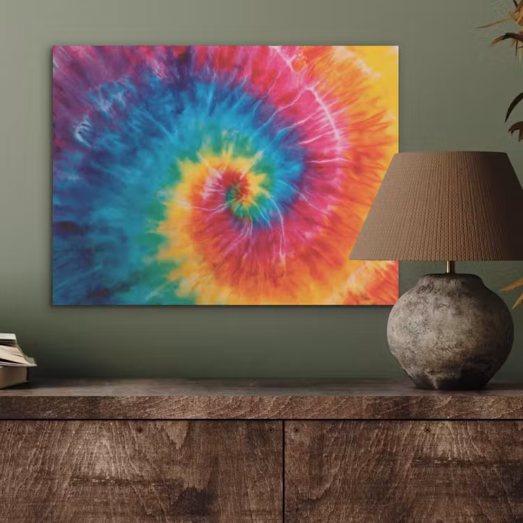 Regenboog - Tie dye - Kleurrijk - Blauw PET vilt klein -sfeer2