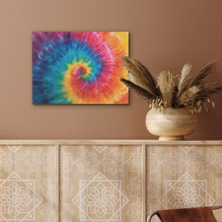 Regenboog - Tie dye - Kleurrijk - Blauw PET vilt klein -sfeer4