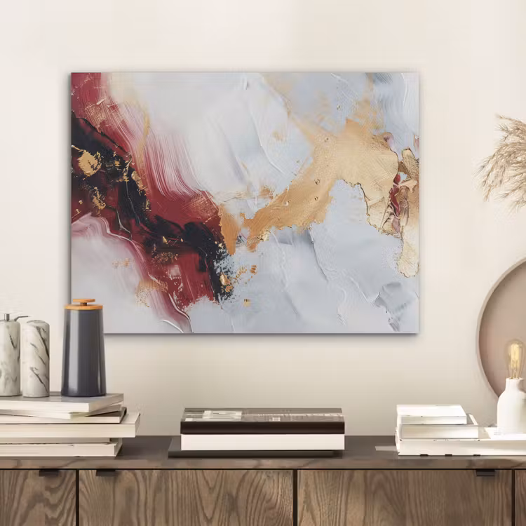 Rood - Abstract - Goud - Modern PET vilt klein -sfeer1