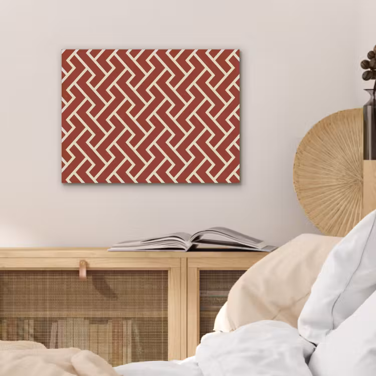 Rood - Beige - Patroon - Lijnen PET vilt klein 837 -sfeer3