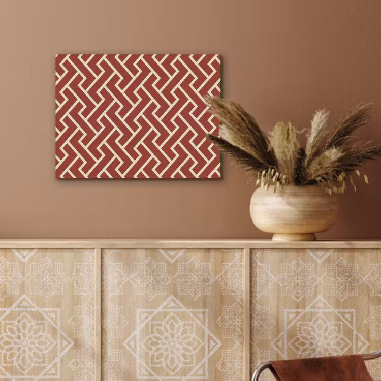 Rood - Beige - Patroon - Lijnen PET vilt klein 837 -sfeer4