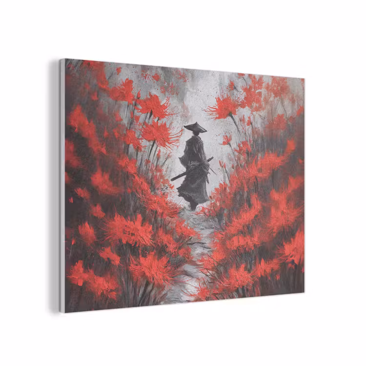 Rode bloemen - mistig - Man PET vilt klein -3d