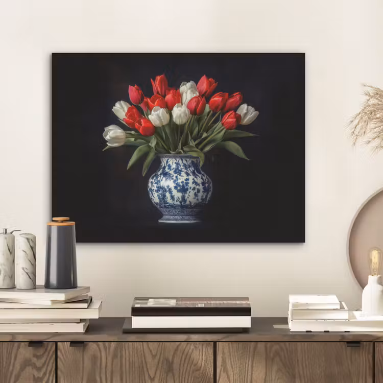 Rode - Bloemen - Tulpen - Vaas PET vilt klein -sfeer1
