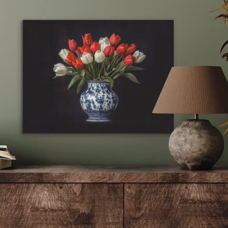 Rode - Bloemen - Tulpen - Vaas PET vilt klein -sfeer2