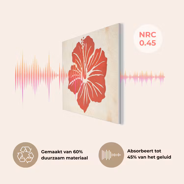 Rode hibiscusbloem - Textuur achtergrond - Beige PET vilt klein -USP_NL