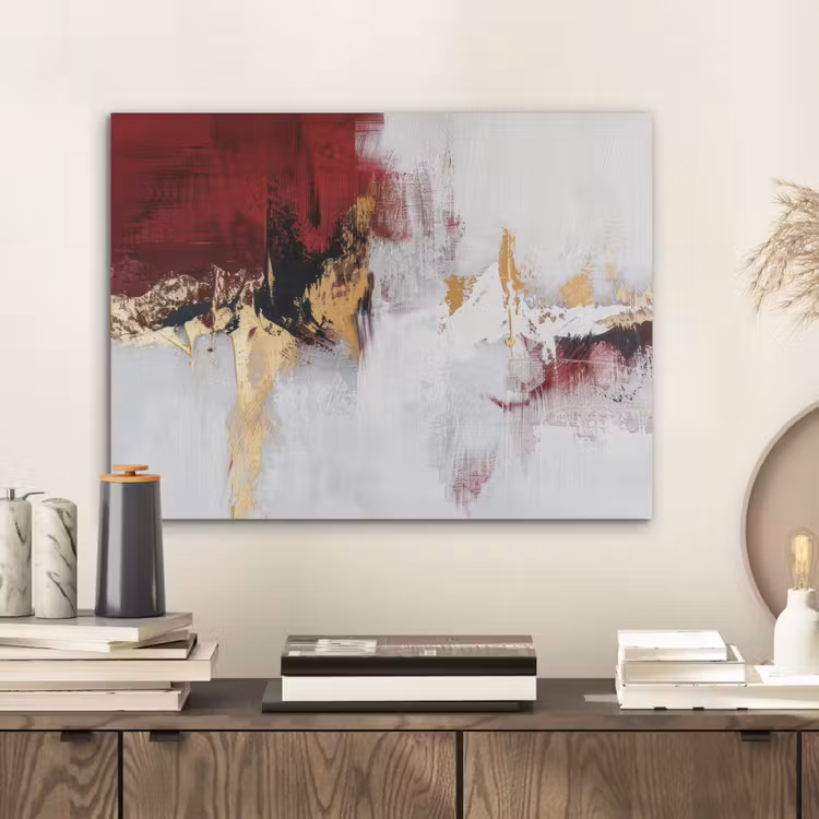Rood - Marmer - Abstract - Goud - Modern PET vilt klein -sfeer1