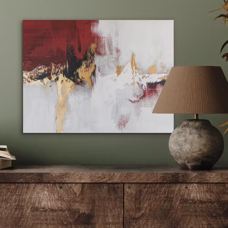 Rood - Marmer - Abstract - Goud - Modern PET vilt klein -sfeer2
