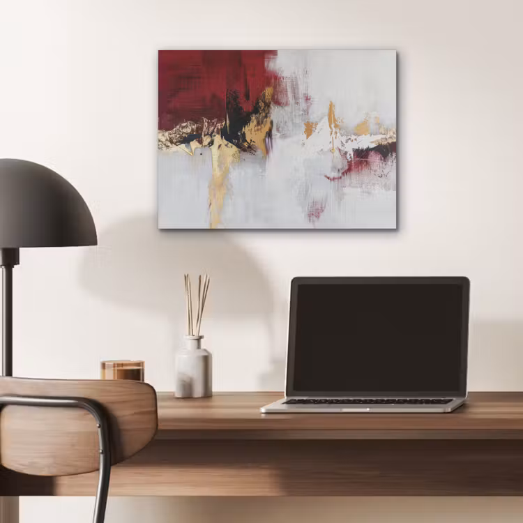 Rood - Marmer - Abstract - Goud - Modern PET vilt klein -sfeer5
