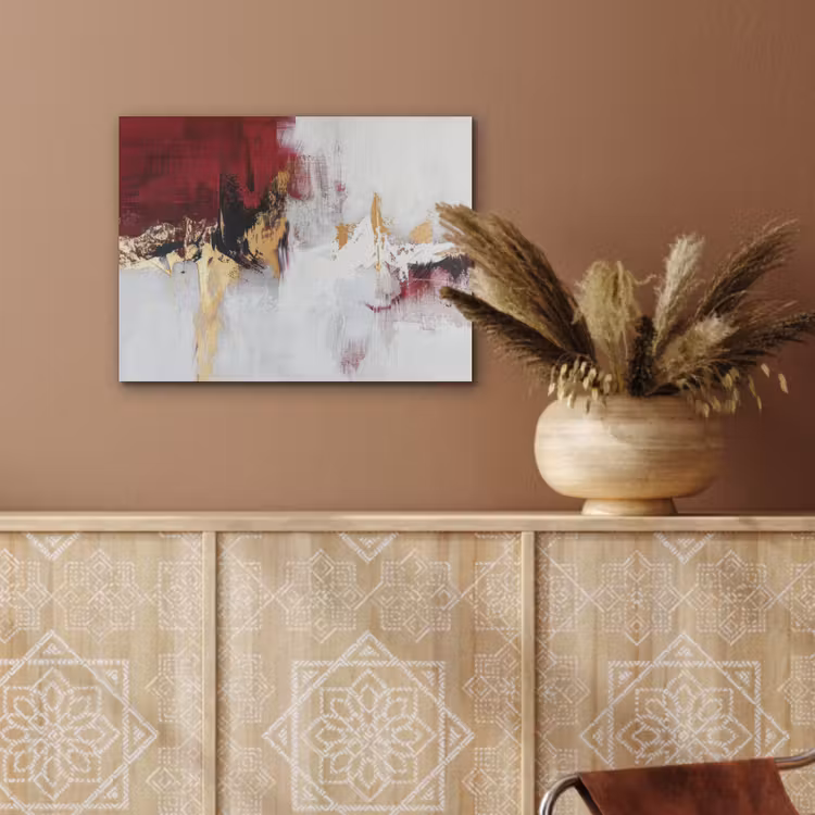 Rood - Marmer - Abstract - Goud - Modern PET vilt klein -sfeer4