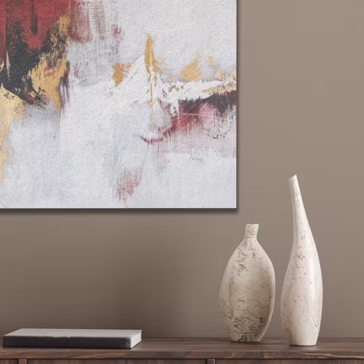 Rood - Marmer - Abstract - Goud - Modern PET vilt klein -sfeer6_closeup