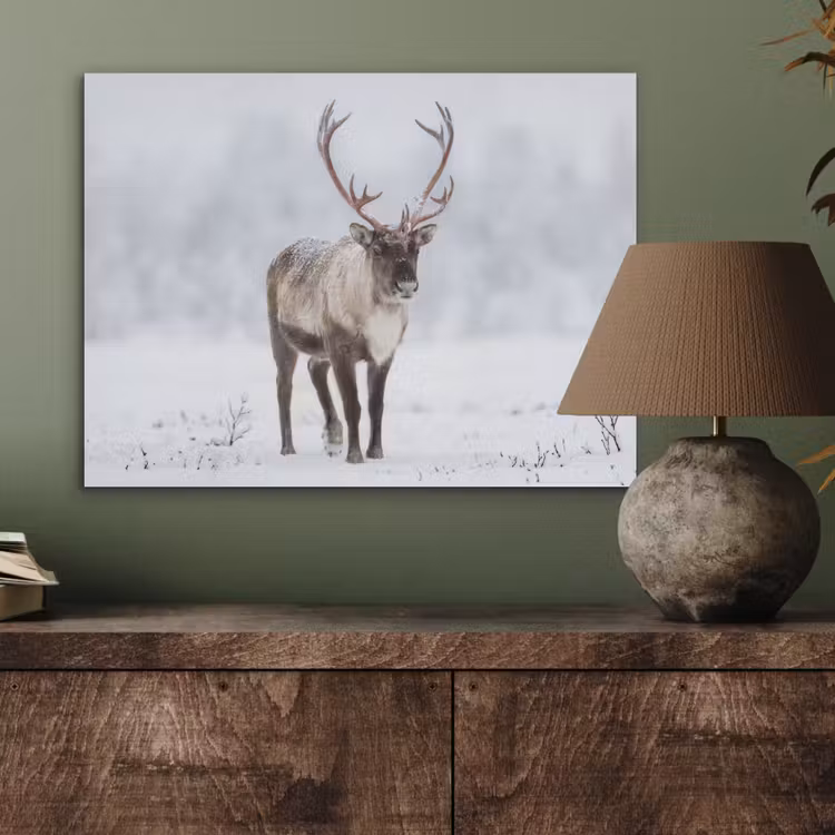 Rendier - Gewei - Toendra - Sneeuw - Wild PET vilt klein -sfeer2