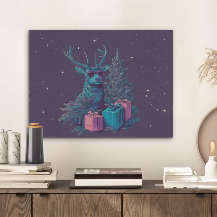 Rendier - Zonnebril - Neon - Kerstboom PET vilt klein -sfeer1