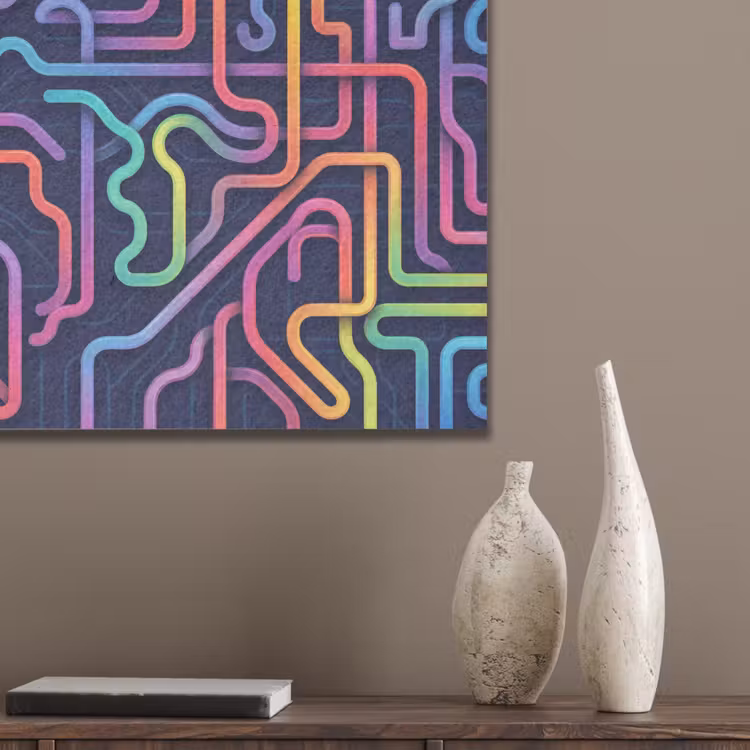 Retro - Abstract - Neon PET vilt klein -sfeer6_closeup