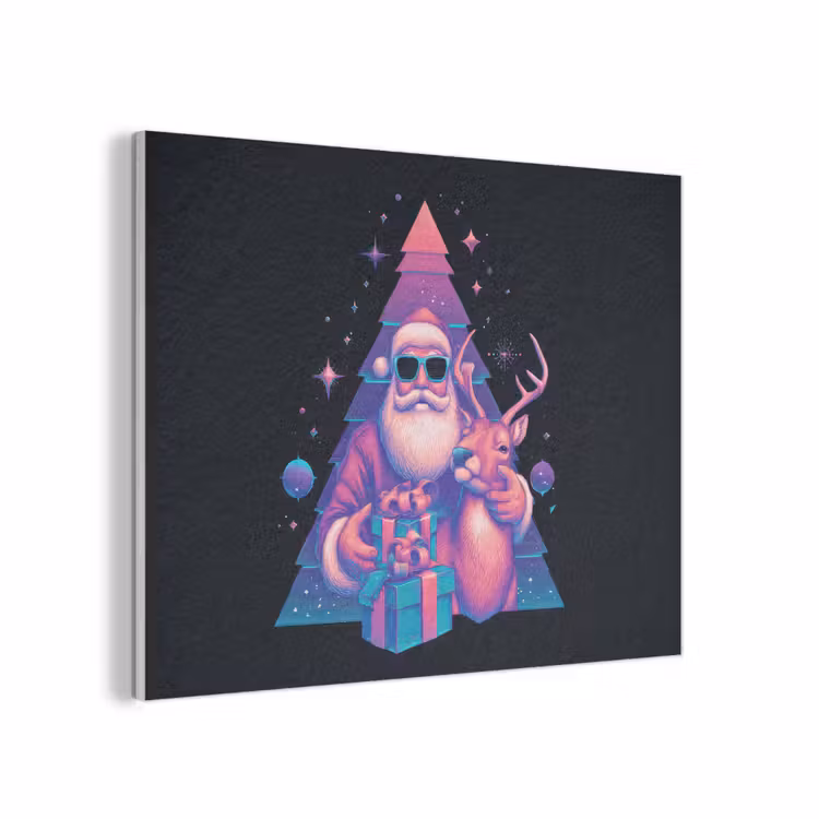 Retro - Kerstman - Rendieren - Kerstboom PET vilt klein -3d