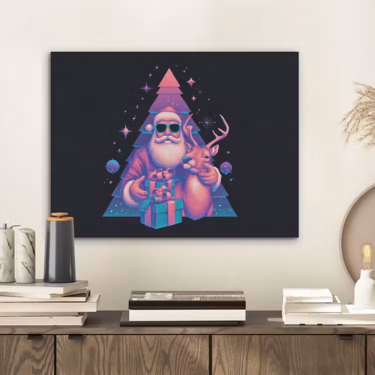 Retro - Kerstman - Rendieren - Kerstboom PET vilt klein -sfeer1