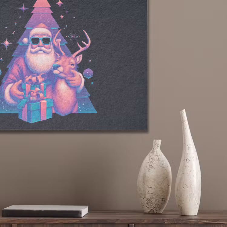 Retro - Kerstman - Rendieren - Kerstboom PET vilt klein -sfeer6_closeup