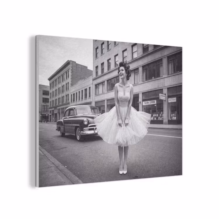 Retro - Vrouw - Zwart - Wit PET vilt klein -3d