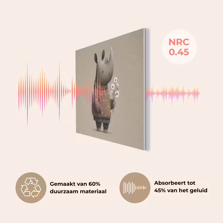 Neushoorn - Witte bloemen - Lief PET vilt klein -USP_NL