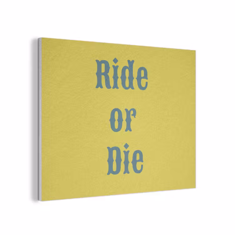Ride or die - Geel - Blauw PET vilt klein -3d