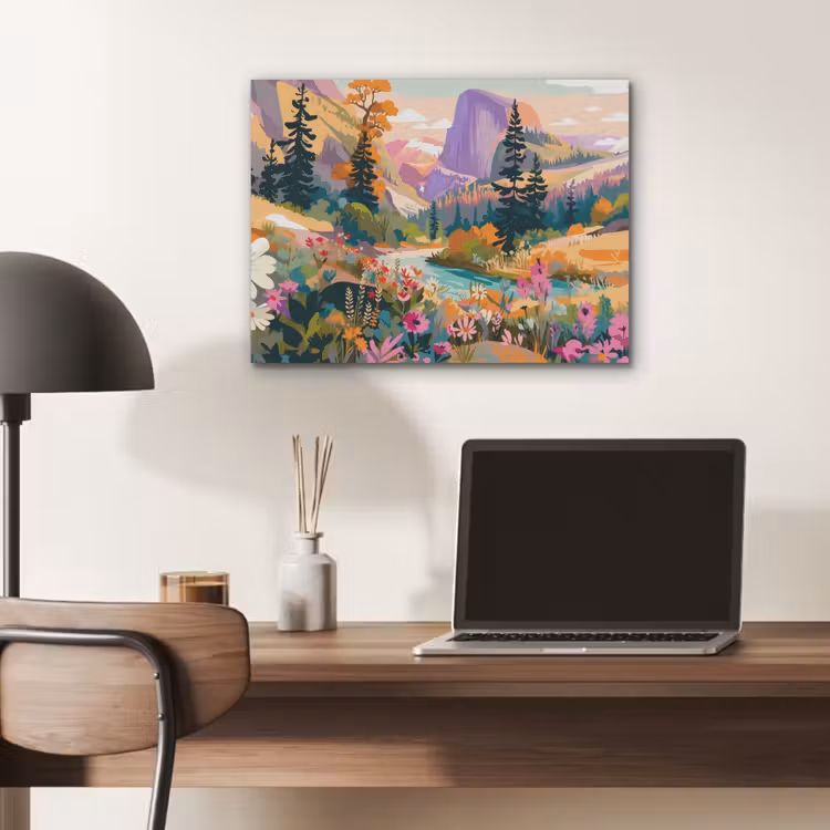 Rivier - Vallei vol bloemen - Levendig PET vilt klein -sfeer5