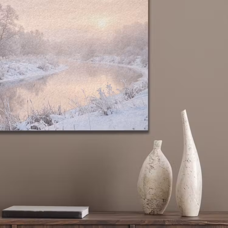 Rivier - Winter - Landschap - Sneeuw - Zonsopgang PET vilt klein -sfeer6_closeup