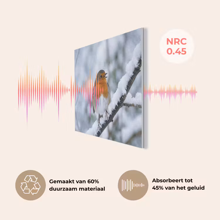 Roodborstje - Tak - Sneeuw - Winter - Levendig PET vilt klein -USP_NL