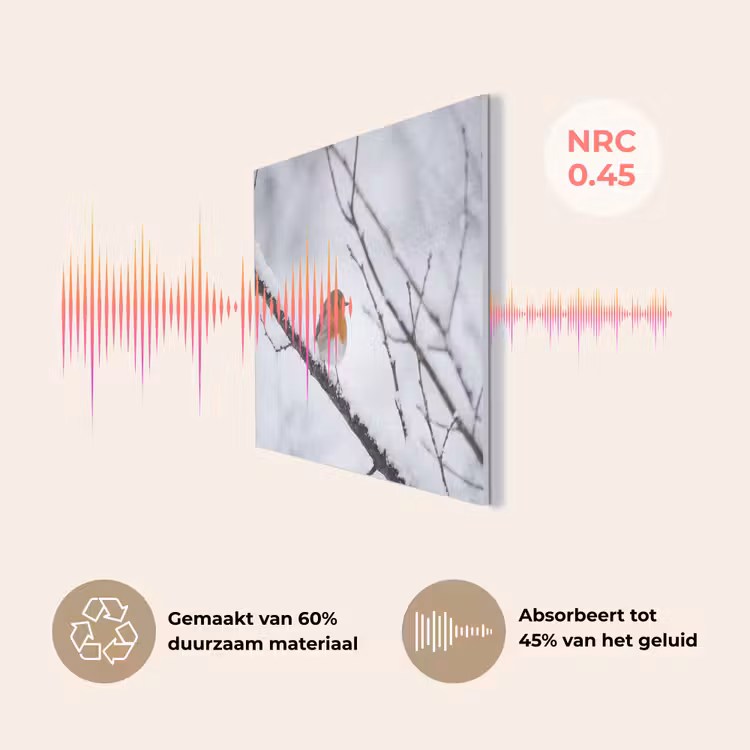 Roodborstje - Tak - Sneeuw - Winter - Levendig PET vilt klein -USP_NL