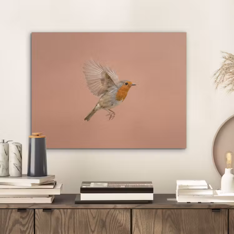 Roodborst - Natuur - Roze PET vilt klein -sfeer1