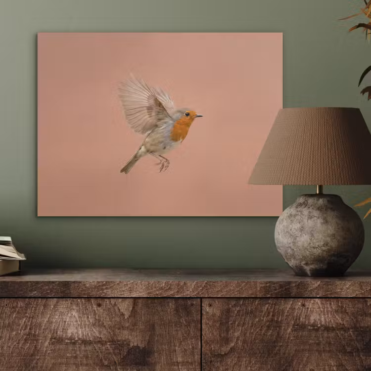 Roodborst - Natuur - Roze PET vilt klein -sfeer2