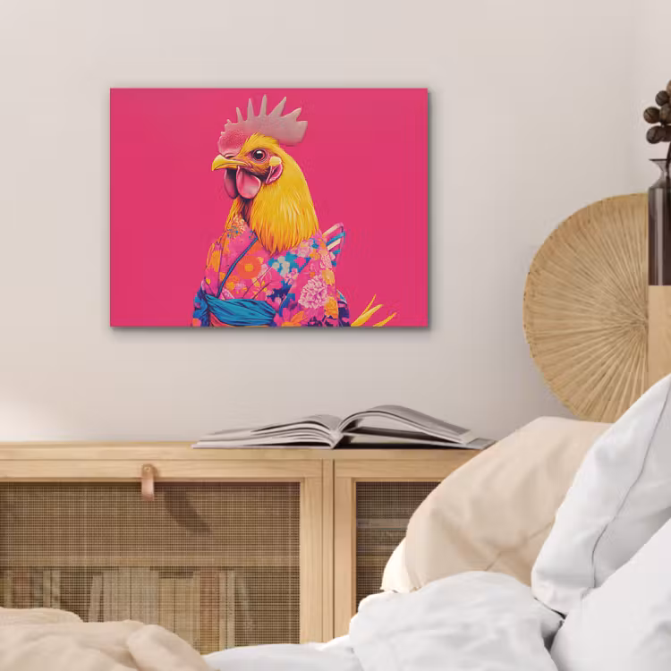 Haan - Kleurrijk - Kimono - Roze PET vilt klein -sfeer3
