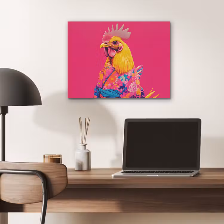 Haan - Kleurrijk - Kimono - Roze PET vilt klein -sfeer5