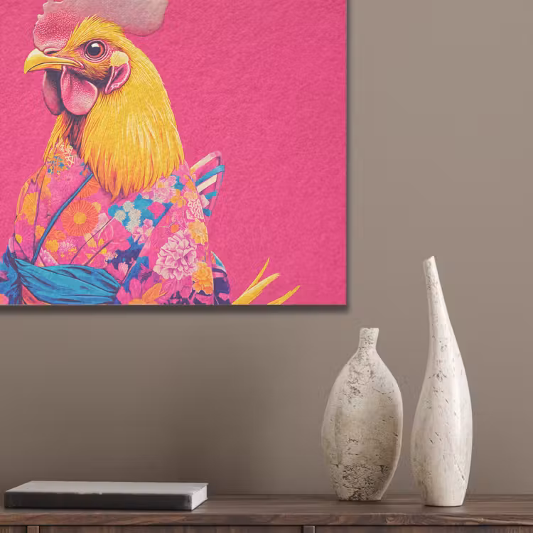 Haan - Kleurrijk - Kimono - Roze PET vilt klein -sfeer6_closeup