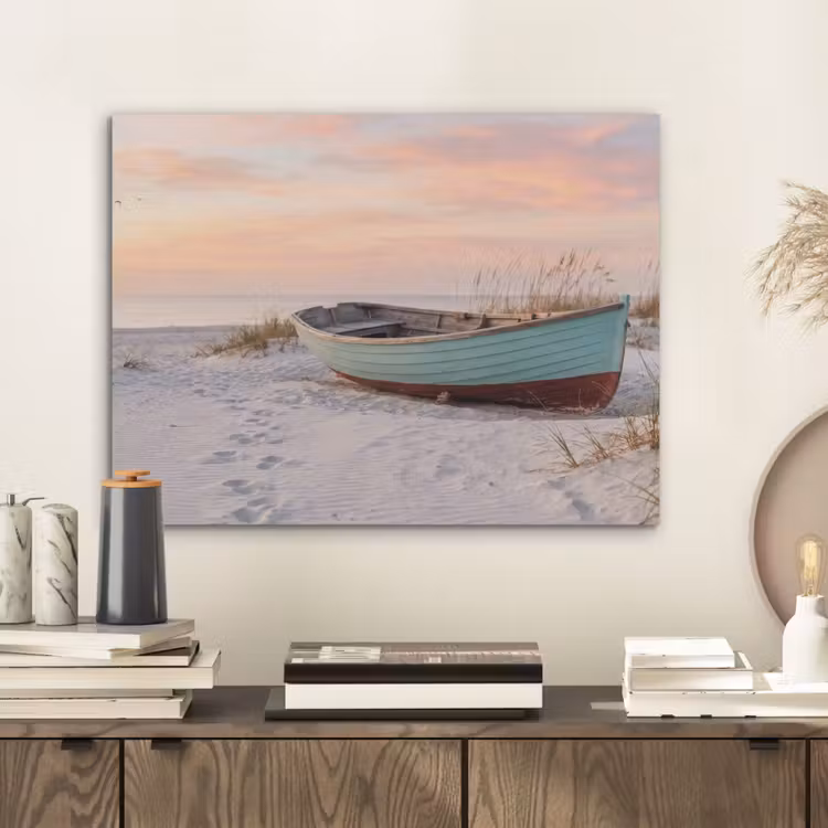 Rustiek - Roeiboot - Zandstrand PET vilt klein -sfeer1