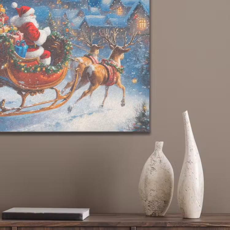 Kerstman - Rendier - Kerst - Sneeuw PET vilt klein -sfeer6_closeup